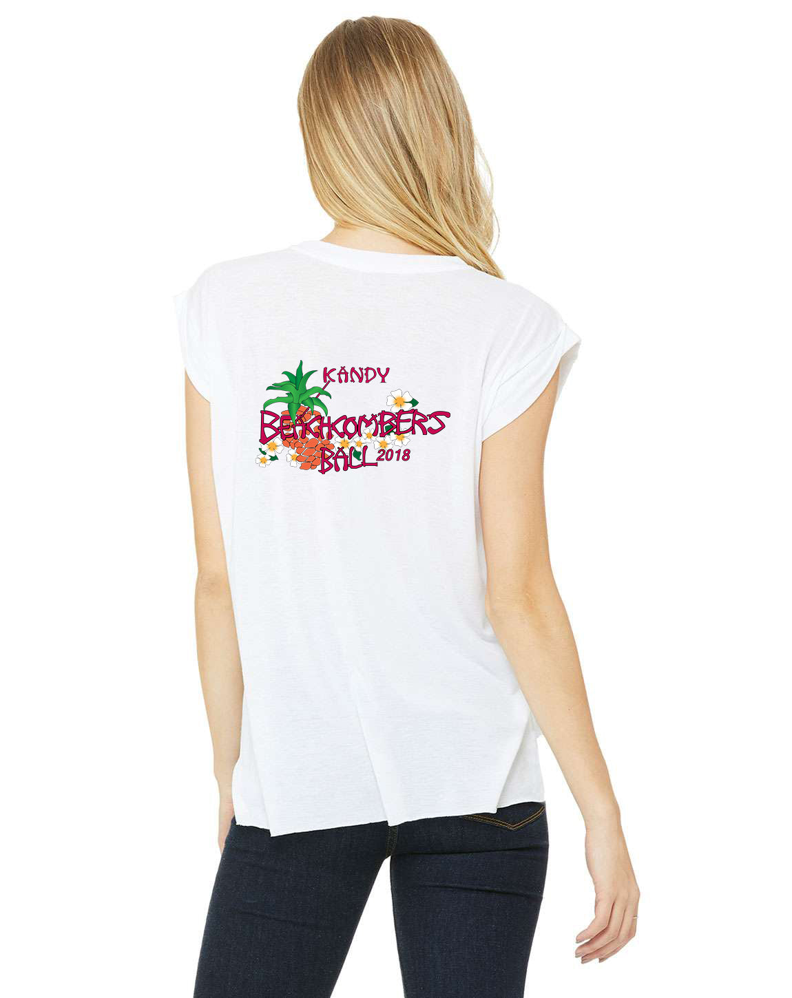 Beachcombers Woman's Back Muscle T White